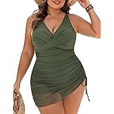 Blooming Jelly Womens Tummy Control Plus Size Swimsuit 2026 Swim Dress One Piece Modest Full Coverage Bathing Suit