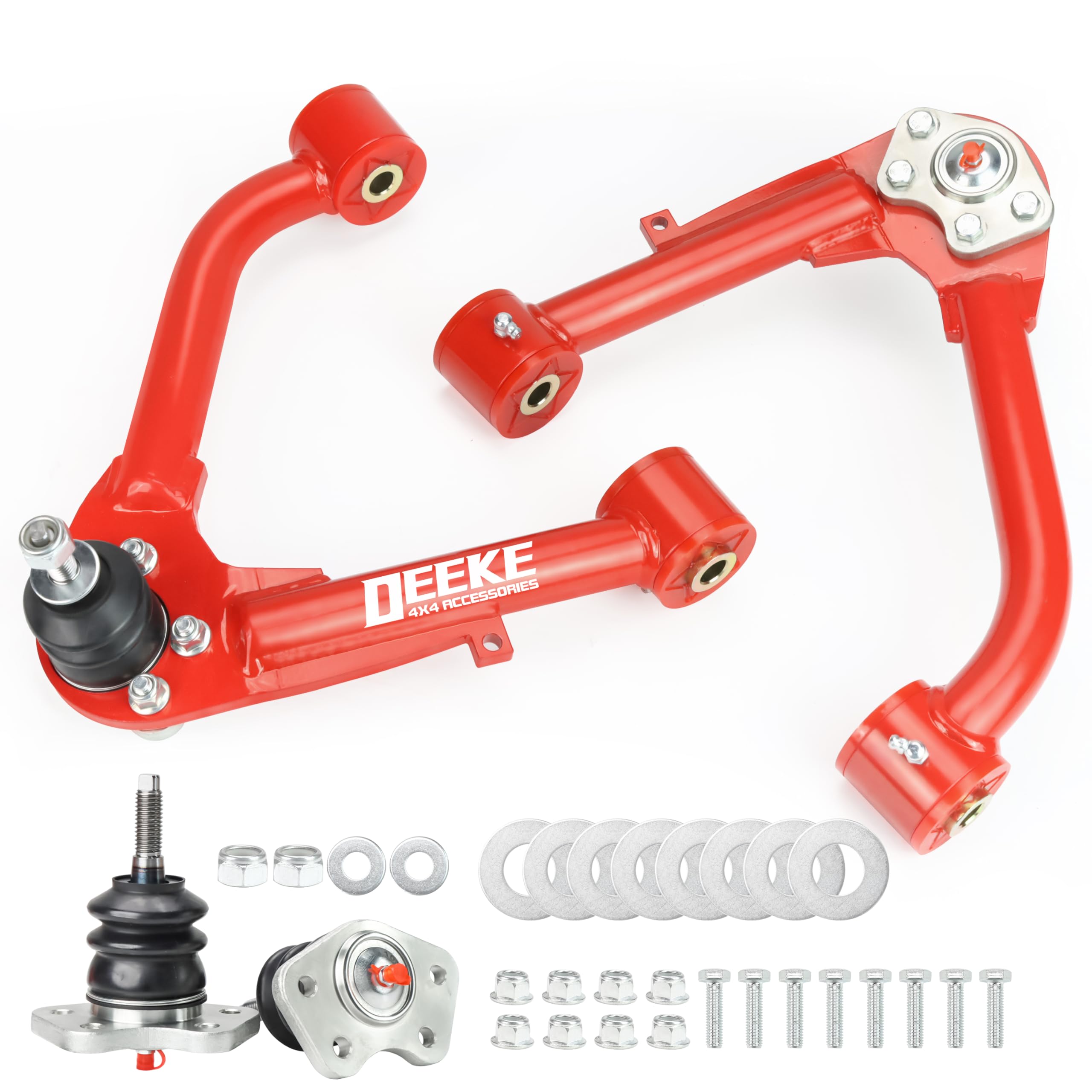Photo 1 of 1–4" Lift Front Upper Control Arms for 2007–2018 Chevy Silverado & GMC Sierra 1500?2007-2013 Chevy Avalanche/Suburban/Tahoe Yukon/Escalade– Heavy Duty, PU Bushings & Ball Joints, Red