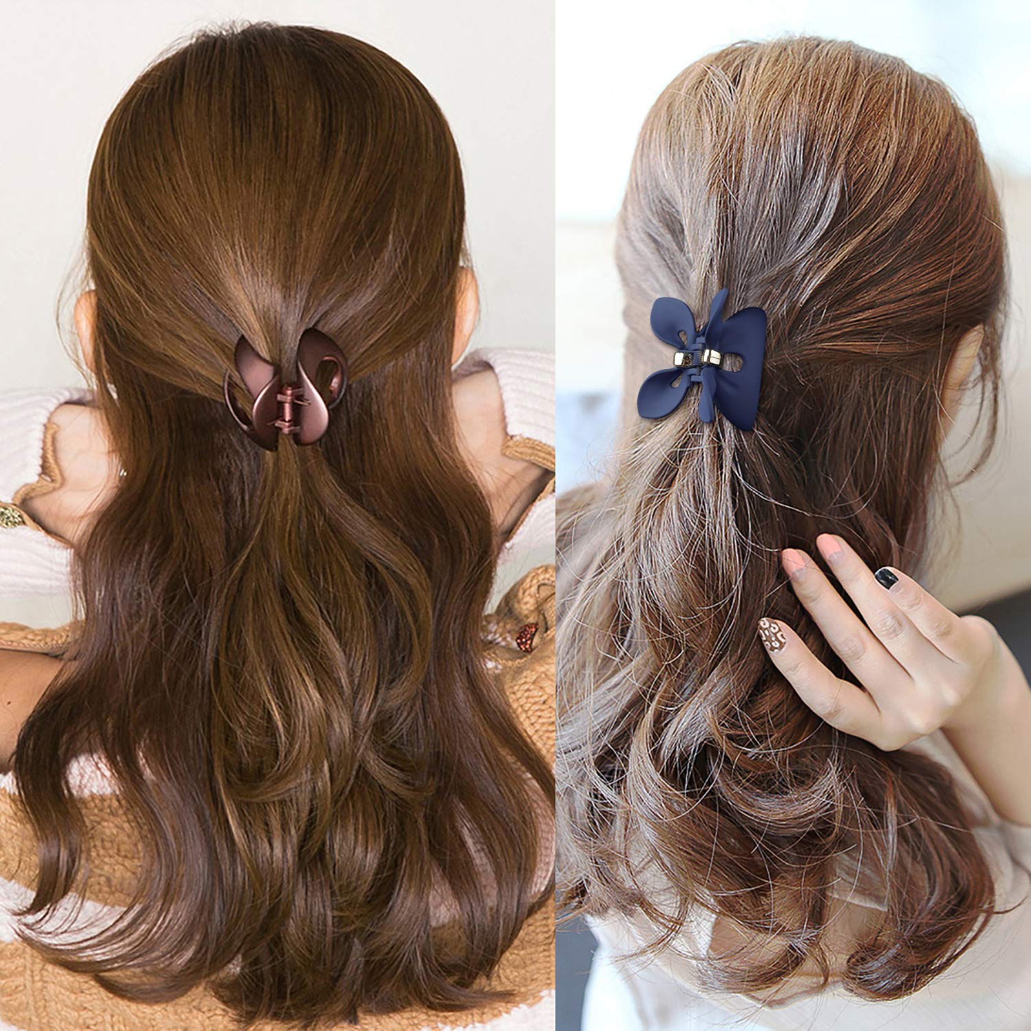 Hair Jaw Clips, Fascigirl 8PCS Medium Jaw Clips for Fine Hair Octopus Side Comb Clips for Women Matte Color Punch Claw Clip