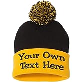 Love Sketches Custom Embroidered Beanie – Unisex Cuffed Knit Pom Hat Warm Winter Skull Cap for Men and Women