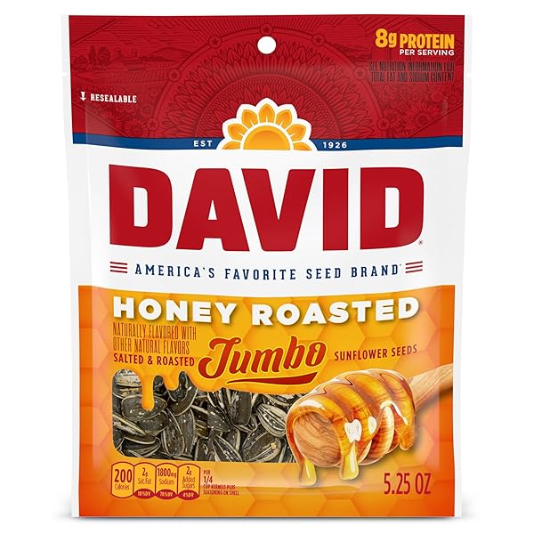 DAVID JUMBO SUNFLOWER SEEDS, HONEY ROASTED FLAVOR, EASTER...
