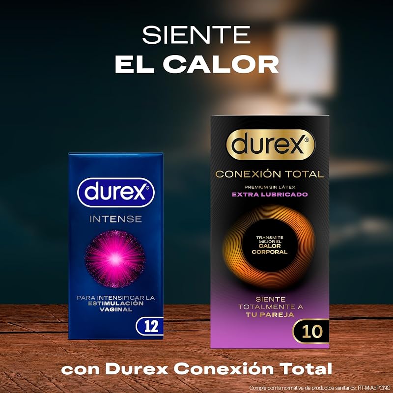 Preservativos intensos, com manchas e estrias, com gel Desirex, sensação quente, fria ou formigueira, 12 preservativos