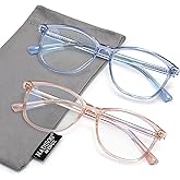 Madison Avenue Square Vintage TR90 Blue Light Blocking Reading Glasses for Women, Anti Eyestrain/Glare Computer Readers