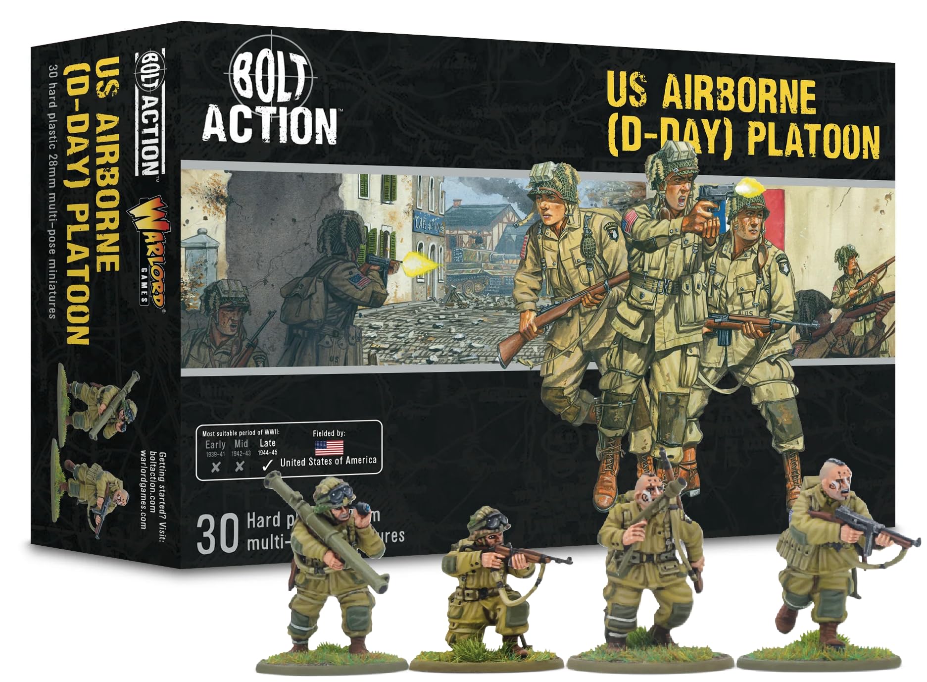 Warlord Games US Airborne D-Day Platoon - 28mm Scale Plastic Miniatures for Bolt Action Highly Detailed World War 2 Miniatures