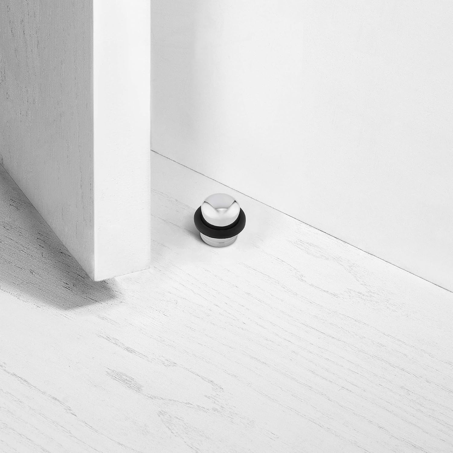 XFORT Polished Chrome Floor Mounted Door Stopper, Soundproof Door Stop with Rubber Ring to Protect Doors, Walls & Skirting - Image 5