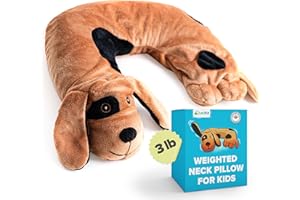 LakiKid Shoulder Wrap for Kids – Travel Pillow for Flights, Car Rides, & Adventures, Soft & Cuddly Neck Pillow Airplane for Kids Made of Polyester in an Adorable Beagle Design, Travel Fidget Toy