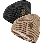 yafeite Winter Beanie Hat for Men Women, Warm Unisex Winter Knitted Hats, Stretchy Cuffs and Thick Warm Lining Beanies