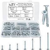 HanTof 205Pcs Blue Zinc Flat Head Self-Drilling