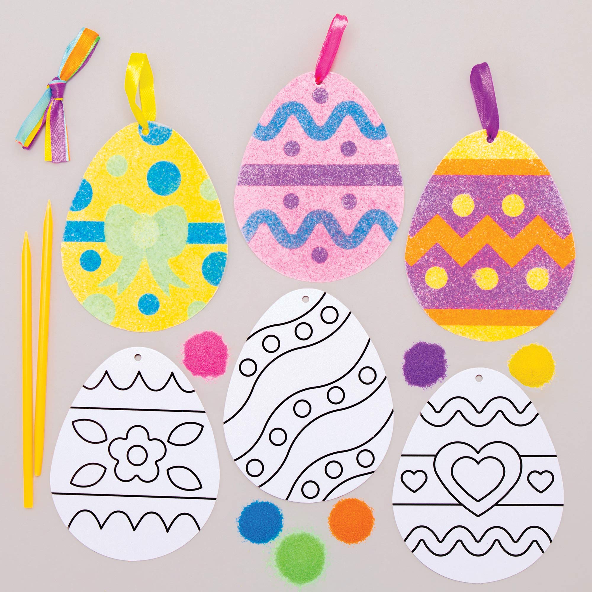Baker Ross Easter Egg Sand Art Decorations - Pack of 6, Easter Crafts for Kids (AT421)