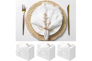ABKLESACH 36 Pack White Cloth Napkins Cotton Linen Napkins 16 x 16 Inch White Napkins Cloth Handmade with Fringe Soft Napkins Cloth Washable Rustic Dinner Napkins Cloth for Wedding Party Dinner Table