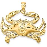 14k Yellow Gold Crab Pendant Necklace for Men or Women with Detailed Crustacean Design, Ocean Inspired Nautical Zodiac Jewelry Symbolizing Strength, Protection, Cancer Sign, and Marine Life Connection