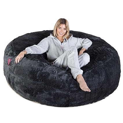 Lounge Pug®, 'Mega-Mammoth' Sofa Sitzsack XXL, Schlafsofa, Kunstfell Schwarz