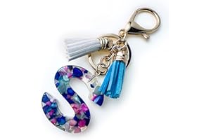 Fario Alphabet Initial Letter A-Z Keychains for Women Tassel Pendant Key Ring for Purse Handbags Women Girl