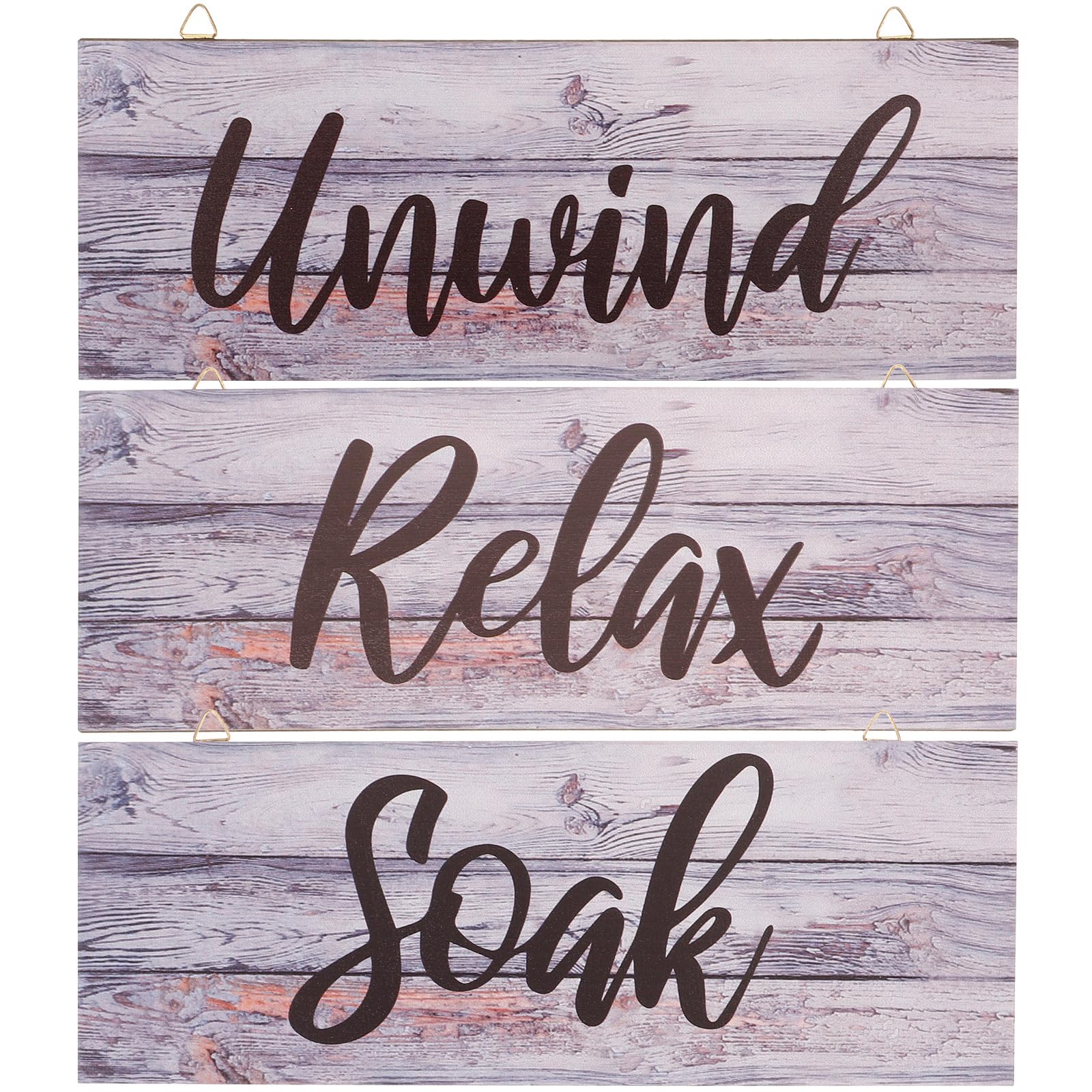 VOSAREA 3pcs Rustic Wall Hanging Sign Decorative Wooden Bathroom Decor for Relaxing Art for Farmhouse Style Interiors