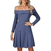ANYUETE Womens Off The Shoulder Long Sleeve Casual Mini Dress