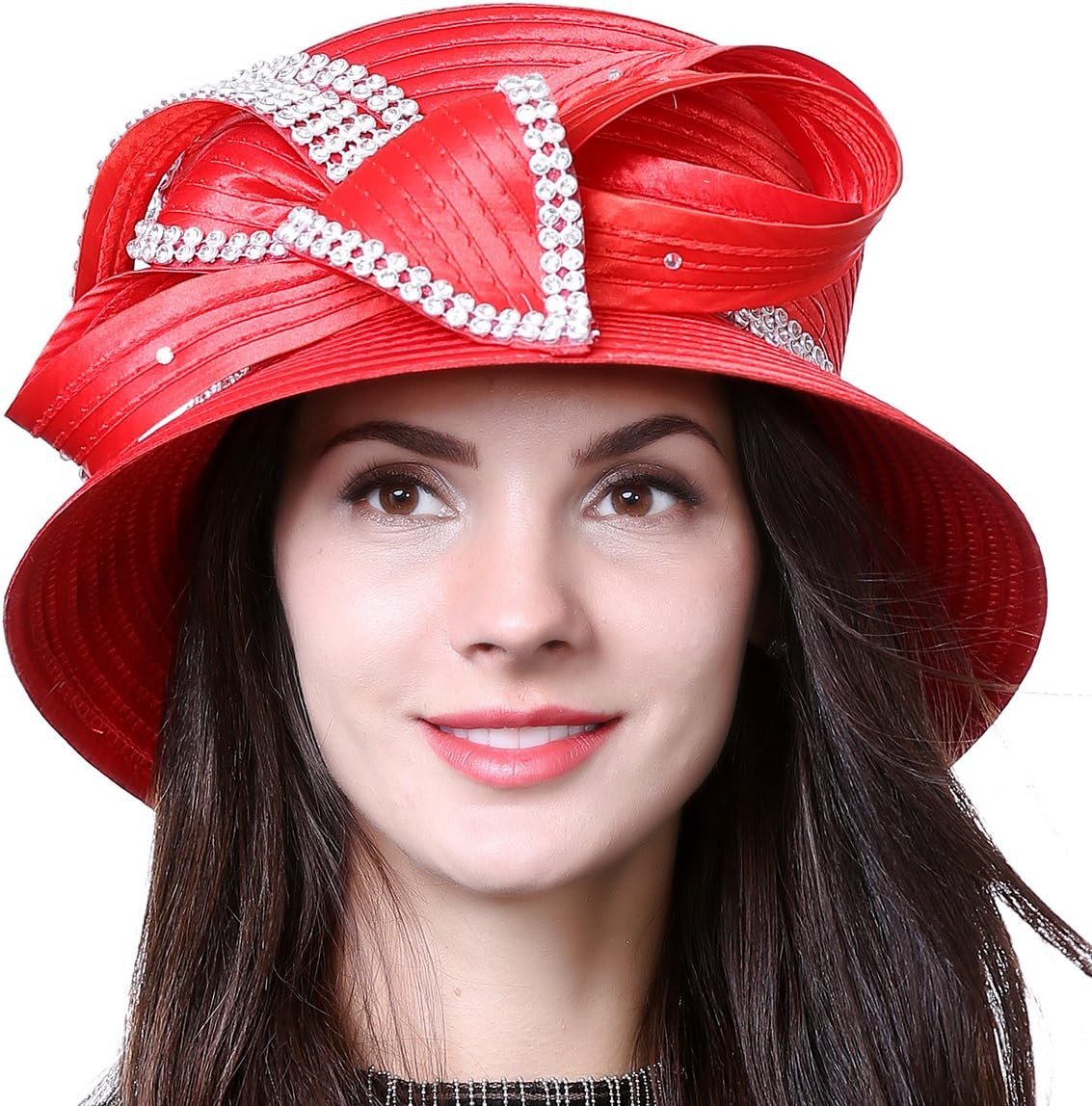 Women Kentucky Derby Dress Church Wedding Party Feather Bucket Hat S608-A
