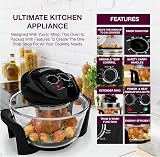 Andrew James Halogen Oven Cooker 12L-17L 1400W Glass Air Fryer Black view 3