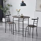 mcc direct Dining Table and Chairs Set Barley Grey Metal Wood Effect