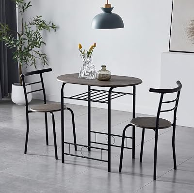 mcc direct Dining Table and Chairs Set Barley Grey Metal Wood Effect