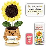 THEGIFTY Valentines Day Thank You Gifts for Women Emotional Support Crochet Sunflower – Handmade Encouragement Gift for Women, Friends, Students, Coworkers – Positive Affirmation Crochet Flower