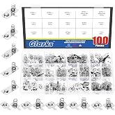 Glarks 100pcs 10 Sizes AA Nickle Plated Battery Springs Kit, Batterys Negative to Positive Conversion Springs Contact, Batterys Springs Contact Plate for Battery Replace