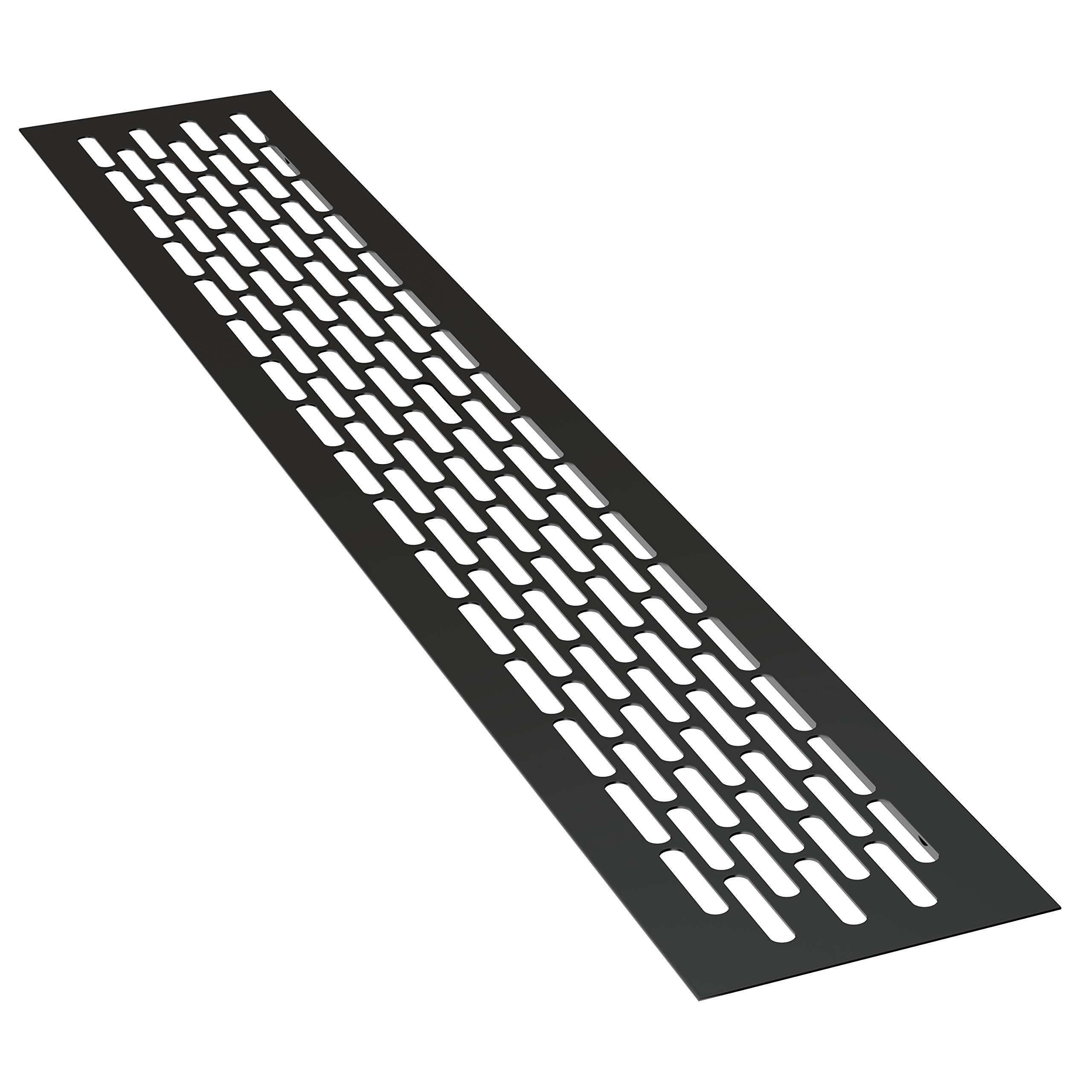 sossai® Aluminium Ventilation Grille - Alucratis (Pack of 1) | Rectangular - Dimensions: 44 x 8 cm | Colour: Black | Powder-Coated