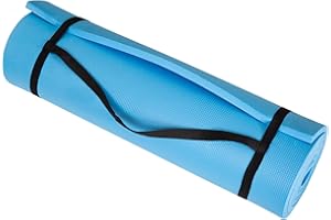 Yoga Mat - Double Sided 1/4-Inch Workout Mat - 71x24-Inch Exercise Pad for Home Gym Fitness or Pilates with Carrying Strap by Wakeman