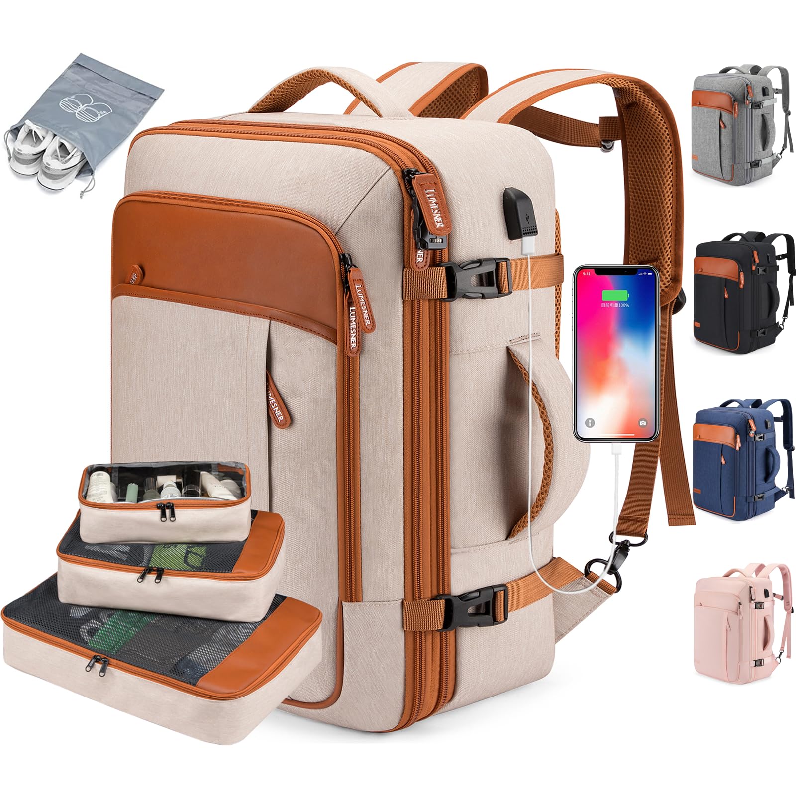 BAGPARKK Travel Laptop Backpack,42L Carry on Luggage, Flight Approved ...