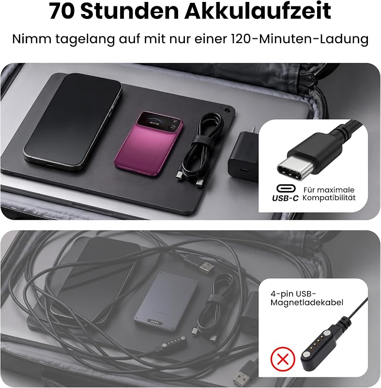 Action Pro KI Diktiergerät, Aufnahmegerät für Notizen, Zusammenfassung — Foto 7 von 8