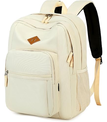 abshoo Classical Basic Womens Travel Backpack For College Men Water Resistant Bookbag (Cream Beige)
