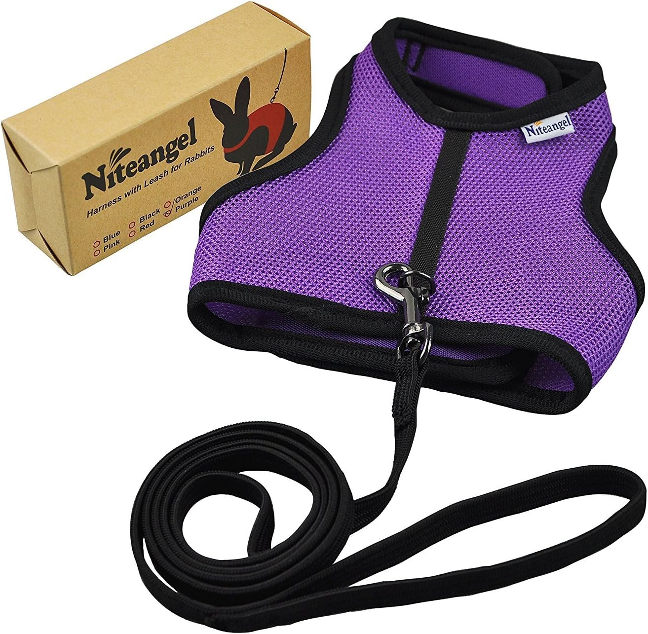 niteangel adjustable soft harness with elastic leash for rabbits