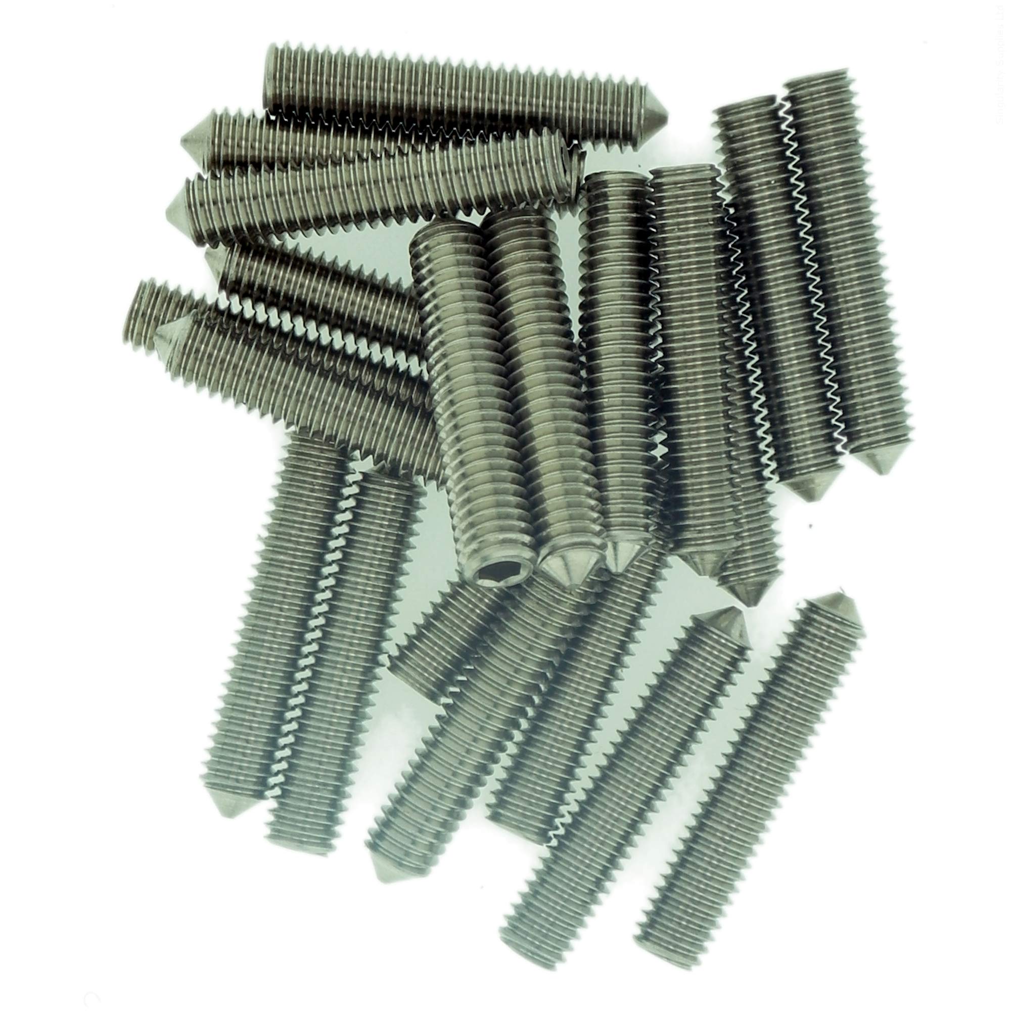 M5 (5mm x 40mm) Hex Socket Grub Screw (Cone Point) - Stainless Steel (A2) (Pack of 10)