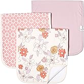 Copper Pearl Premium Baby Burp Cloths - 3-Pack Large Cotton Burp Cloths, Extra Soft Spit Up Rags with 3 Absorbent Layers, Perfect for Baby Girl Gifts (21" x 10" Size, Ferra Set)