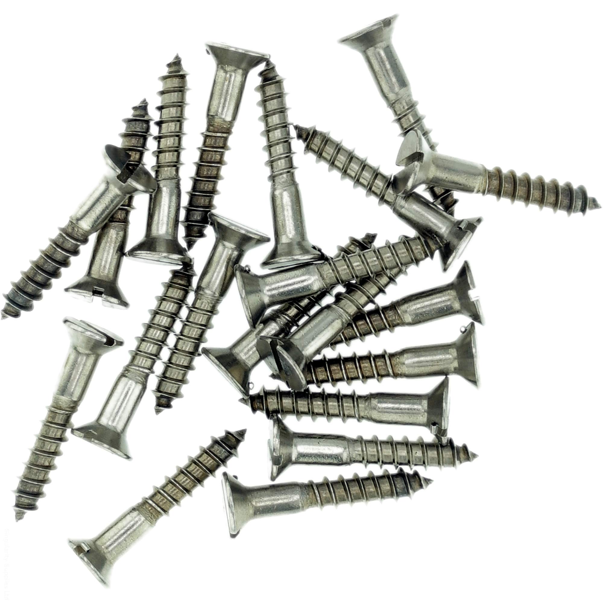 No.8 x 1.78 (4.0mm x 45mm) Slot Countersunk Wood Screw - Stainless Steel (A2) (Pack of 20)