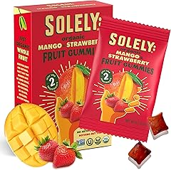 SOLELY - Organic Mango & Strawberry Whole Fruit Gummies (Pack of 1 Box, 5 Bags per Box) - Real Fresh Fruit - Healthy Snacks f