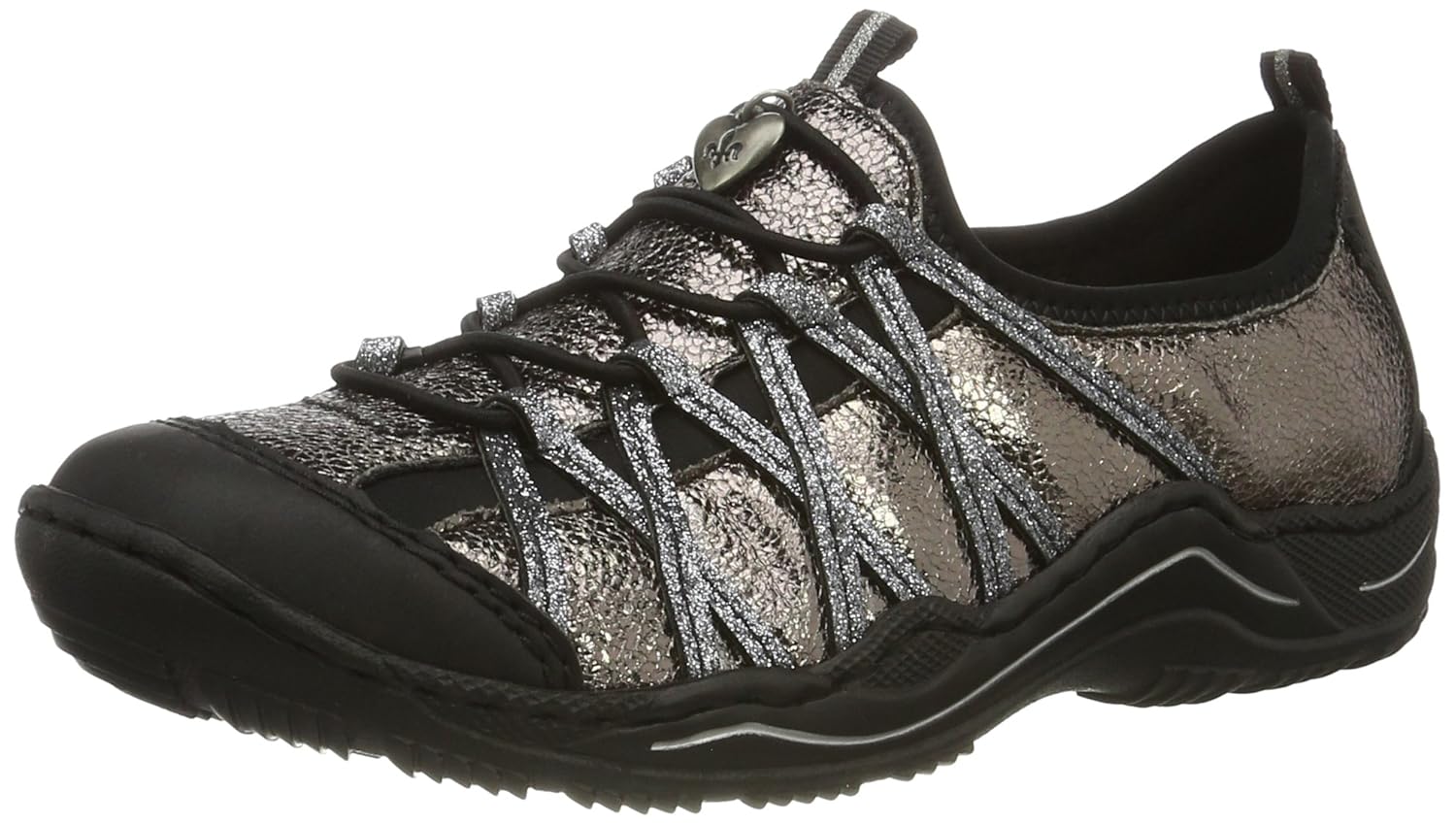 Amazon.com | Rieker L0559, Women's Low-Top Sneakers, Black (Black/altgold/Altsilber/Black / 01 