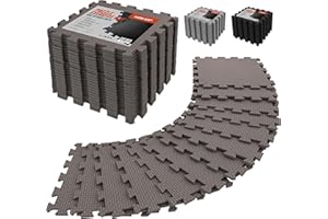 AIRHOP 18 Tiles Gym Floor Mat, EVA Foam Puzzle Gym Mat, High-Density Interlocking Foam Floor Tiles for Home Gym, Play Workout Garage Kitchen Flooring