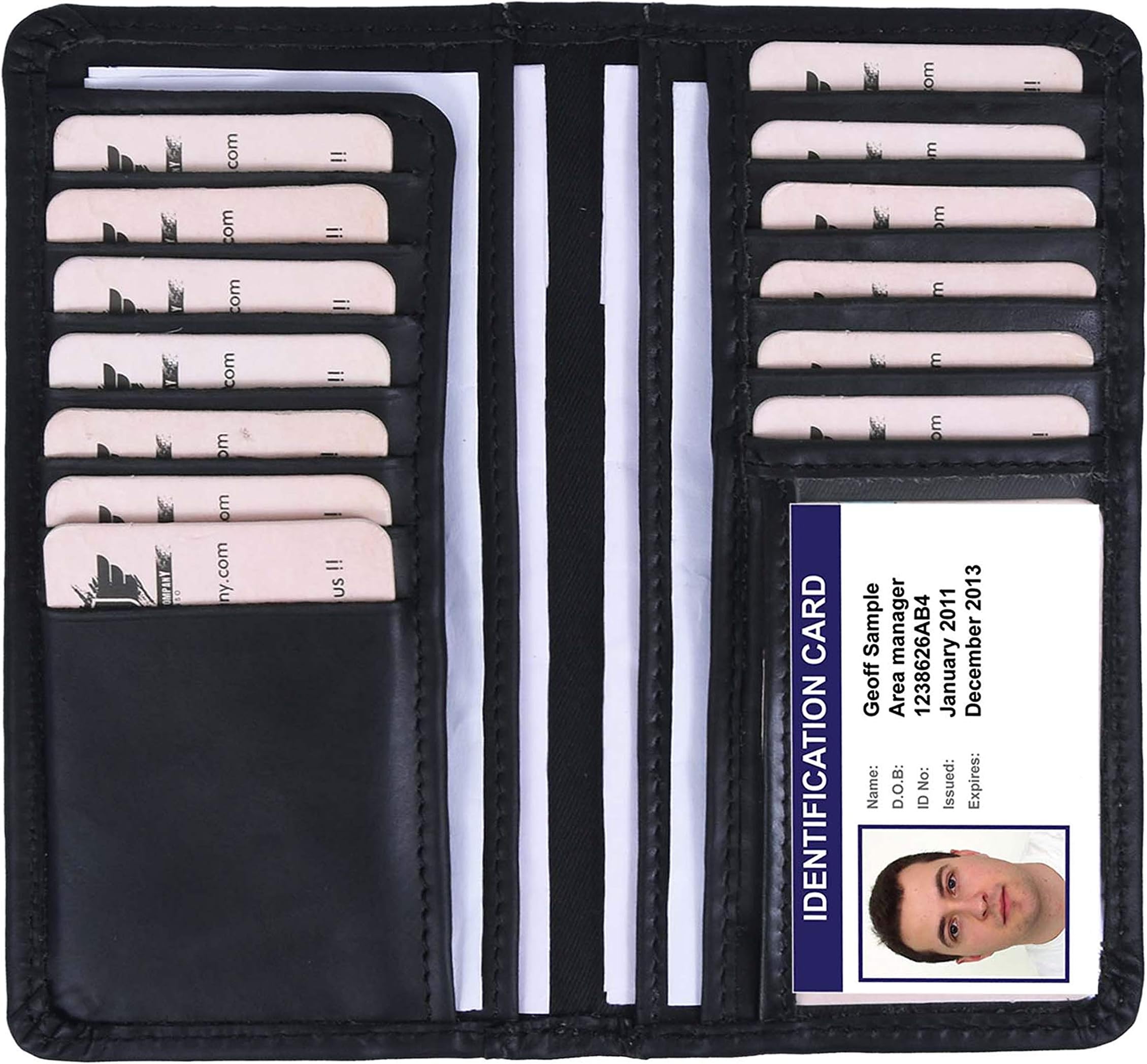 Men's RFID Protected Top Grain Leather Bifold Wallet Slim Masculine Design Long Wallet