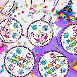 96 Pcs Owl Birthday Party Supplies Cute Cartoon Owl