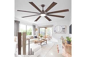 ZMISHIBO 72 inch Oil Rubbed Bronze Ceiling Fans with Lights and Remote, Indoor/Outdoor Farmhouse Ceiling Fan for Living Room Patio, 6 Speed Reversible Quiet DC Motor, 3CCT, Dual Finish Blades