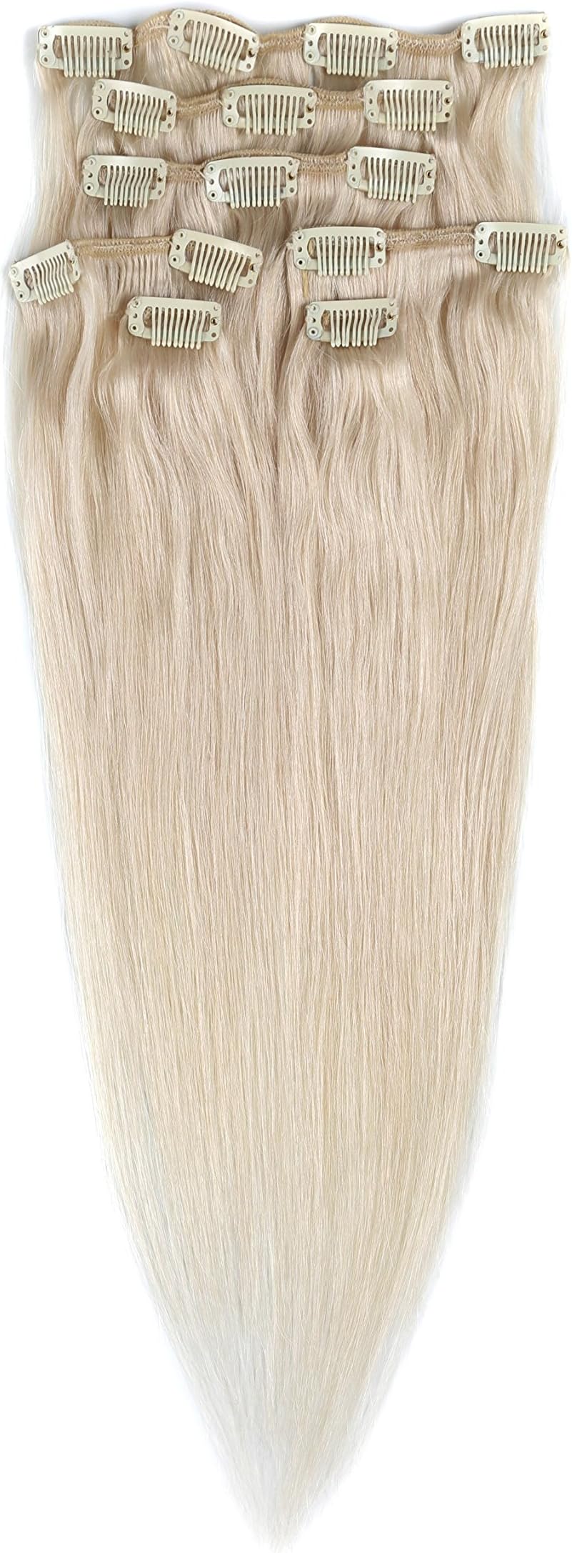 Grammy 26 Inch 10pcs Remy Clips In Human Hair Extensions 160gr With Clips For Full Head (26inch, 60 Platinum Blonde)