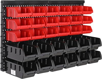 Monzana 32pc Garage Wall Rack Storage Boxes Tool Organiser Workshop Craft