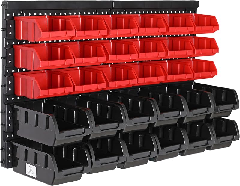 Monzana 32pc Garage Wall Rack Storage Boxes Tool Organiser Workshop Craft