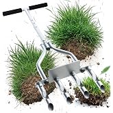 Morinoli Manual Lawn Aerator with 4 Hollow Tines, Core Plug Design, Sturdy Footrest, Pre-Assembled &ndash; Heavy Duty Tool for Loosening Compacted Soil, Yard Aeration &amp; a Thriving Lawn