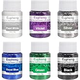Eupheng 0.025" 2/3oz Each 6 Colors Glitter for Soft Plastic Lure Making | Premium Fishing Lure Glitter Powder, Heat/Solvent Resistant, Vibrant Colors, Deep Tones