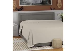 Color Sense Beige Twin Flat Sheet, 100% Cotton Twin Flat Sheet Only, Back to School College Essentials, Breathable & Comfortable, Cool & Crisp Percale Weave Top Bed Sheet (Twin, Beige)