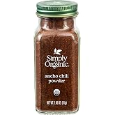 Simply Organic Ancho Chili Powder, 2.85 Ounce Jar, Certified Organic Poblano Peppers, Mexican, Southwest, Popcorn &amp; Chocolate