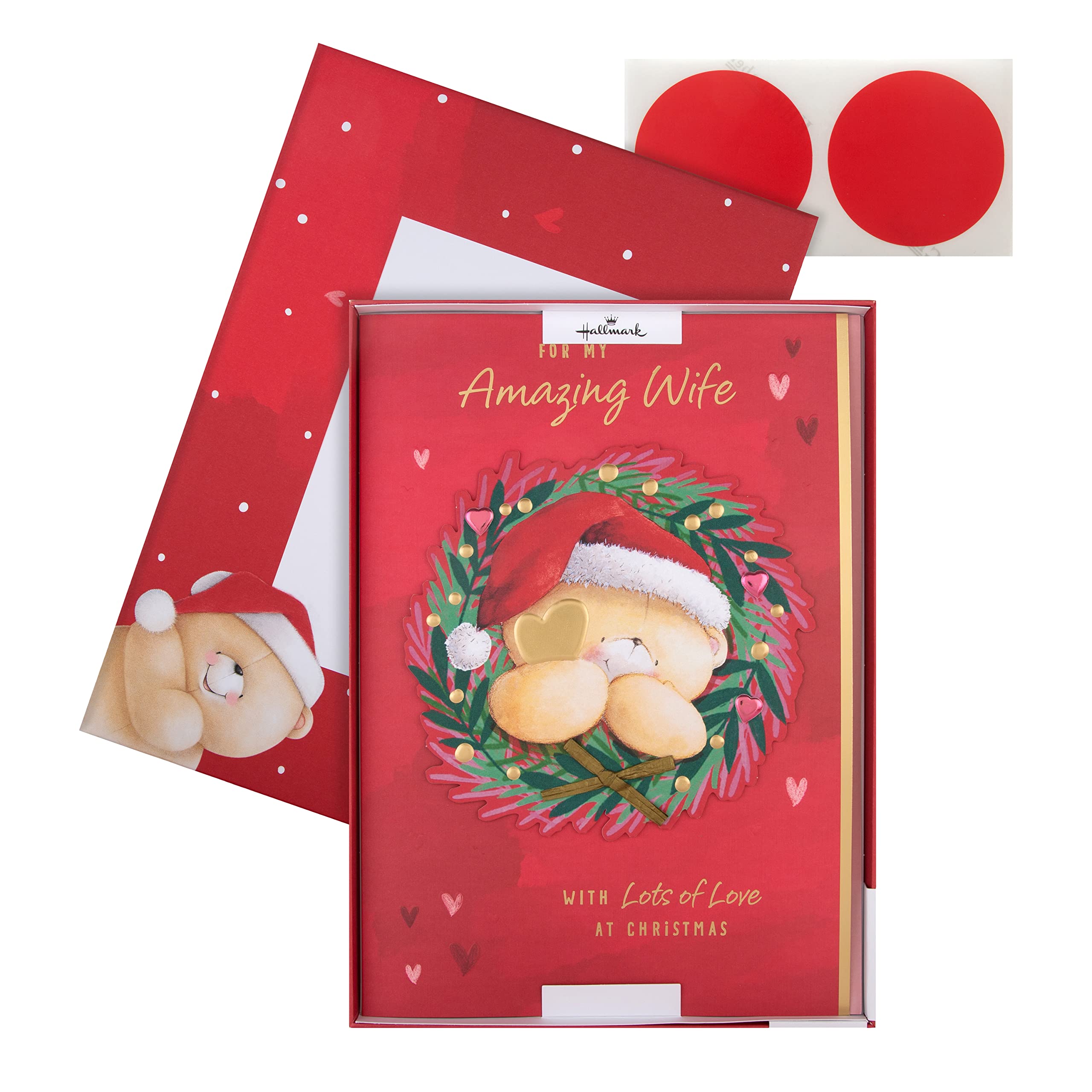 Hallmark Christmas Card, Boxed Christmas Card, Boxed Christmas Card, With Gold Foil Details, Forever Friends, Red