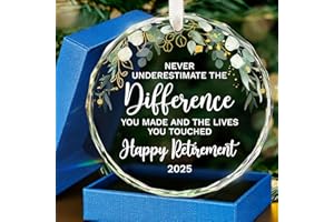 HEXMOZ Retirement Gifts - Retirement Gifts for Women, Men 2025 - Retired Ornament 2025 - Retired Gift for Coworker, Boss, Employee, Teacher, Nurse, Woman, Man - Glass Christmas Ornament Keepsake