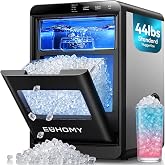 EUHOMY Nugget Ice Maker Countertop, 44lbs/24H, Ready in 7-10Mins, Black | Self-Cleaning Pebble Ice Maker with Scoop &amp; Basket, Pellet Ice Maker with soft chewable ice, Sonic Ice Maker Machine for Home